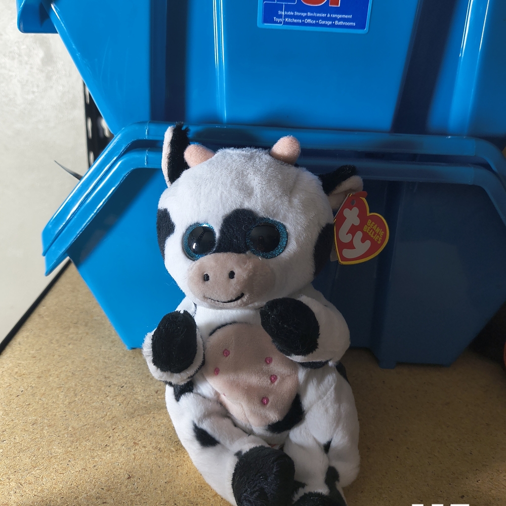 Ty Beanie Babies Cow Plush - Black and White